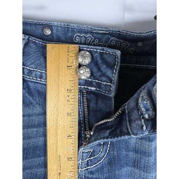 Miss Me JP5002 Bootcut Jeans Sz 27 Rhinestone Lace Pocket Distressed Hem - Picture 8 of 9